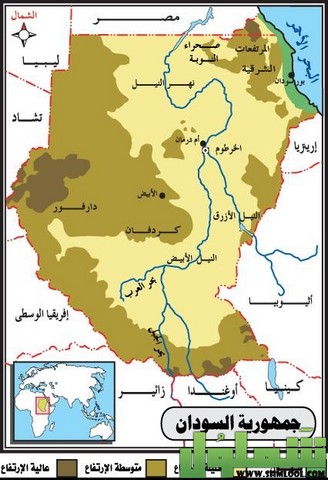 صور خريطة السودان والدول المجاورة بالتفصيل - موقع شملول