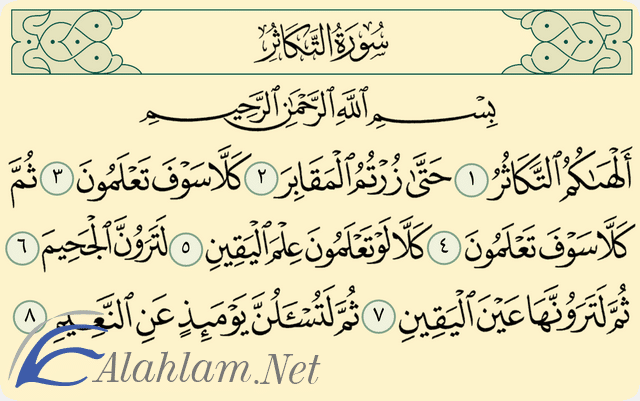 فضل قراءة سورة التكاثر