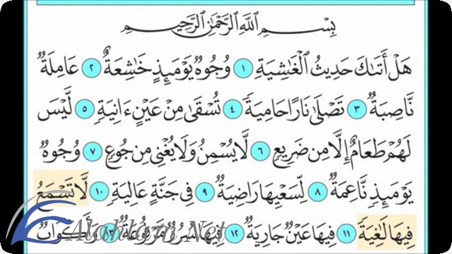 فضل قراءة سورة الغاشية